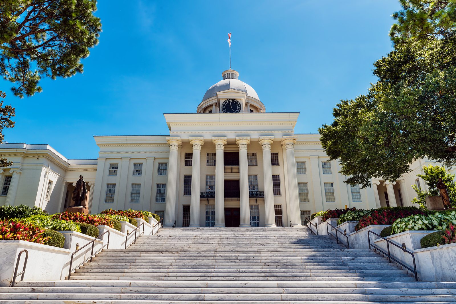 Front View Of State Capitol In Montgomery, Alabama