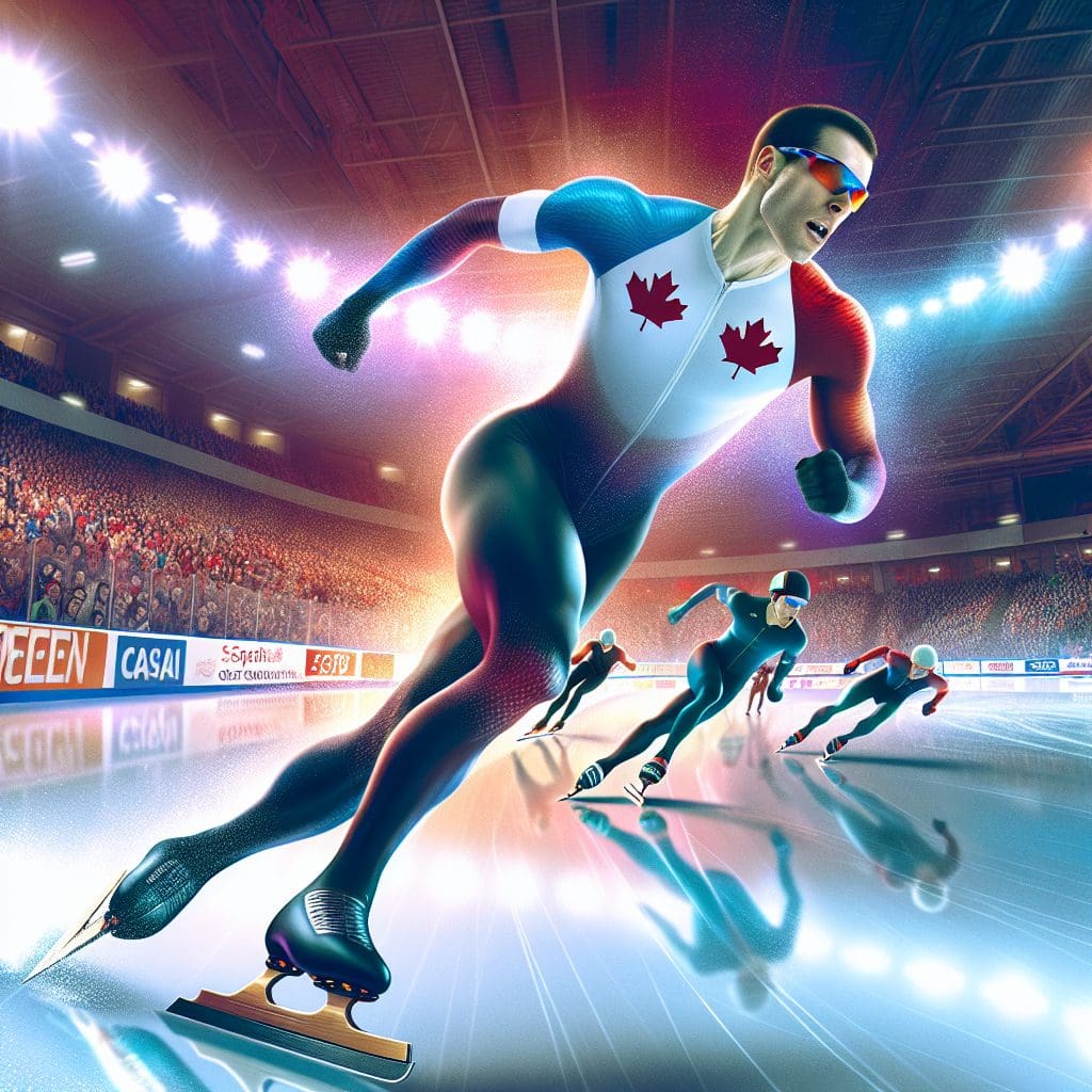 Canada’s Steven Dubois claims gold in the 500m event at the World Short Track Championships.