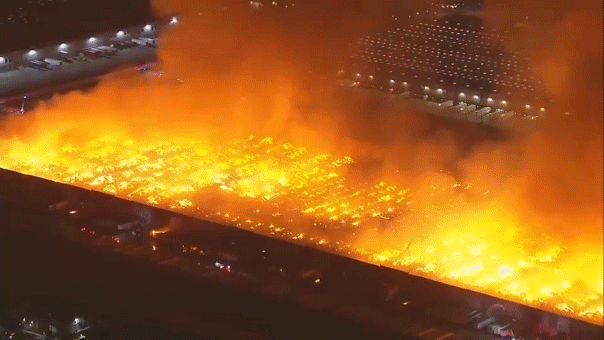 Suspect in custody amid Kimberly-Clark warehouse fire in Ontario, California