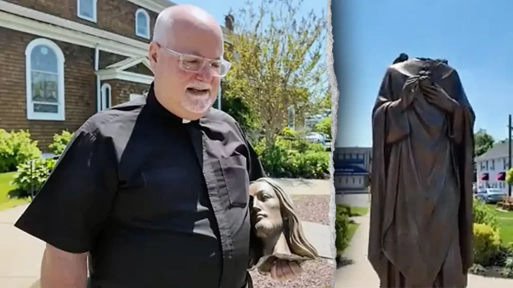 Woman busted after Jesus statue beheaded outside Catholic church, cops say
