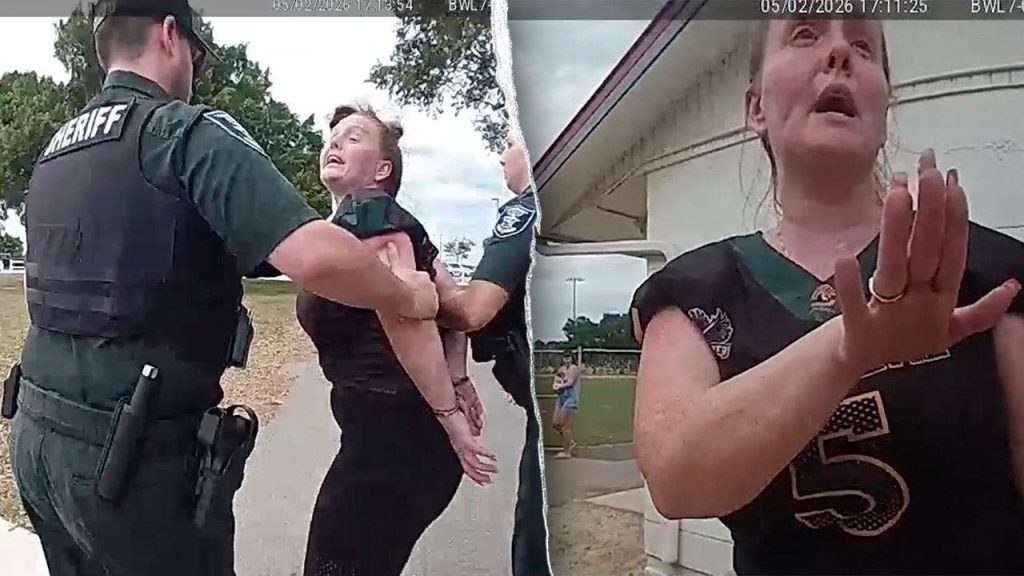 Bodycam captures arrest of mom who allegedly kicked child at football game
