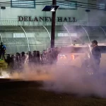 Gov. Sherrill blames ICE for violent clash between rioters and state police