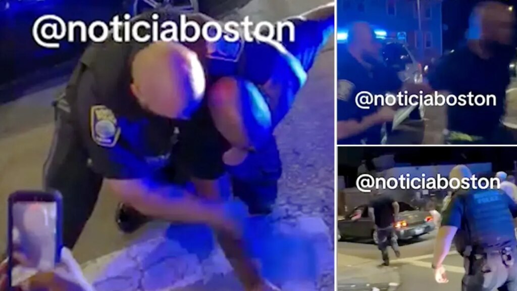 Video shows Boston police officer surrounded alone during wild street takeover
