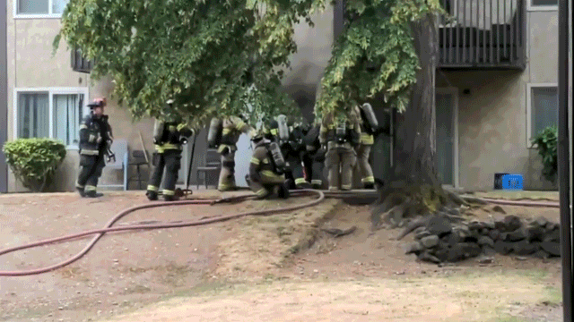 Apartment explosion caught on video as firefighters escape in Washington state